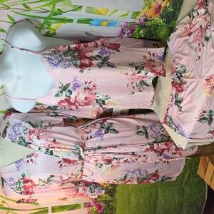 Flora Nikrooz Pink Pajama 3 Piece Set, Robe, Cami, Shorts Size Medium